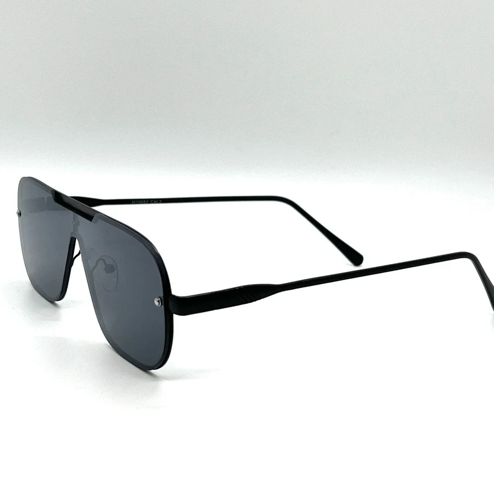 Sunglasses Flat Top Shield Sunglasses Fashion Shades Dark Black‎ Lens Trendy New